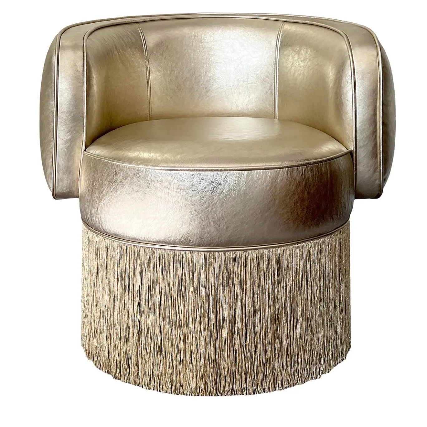 Poltrona Pirouette in pelle metallizzata oro brillante