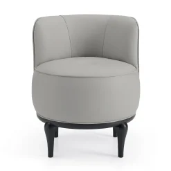 Poltrona-Pouf con Schienale in Pelle Bianca