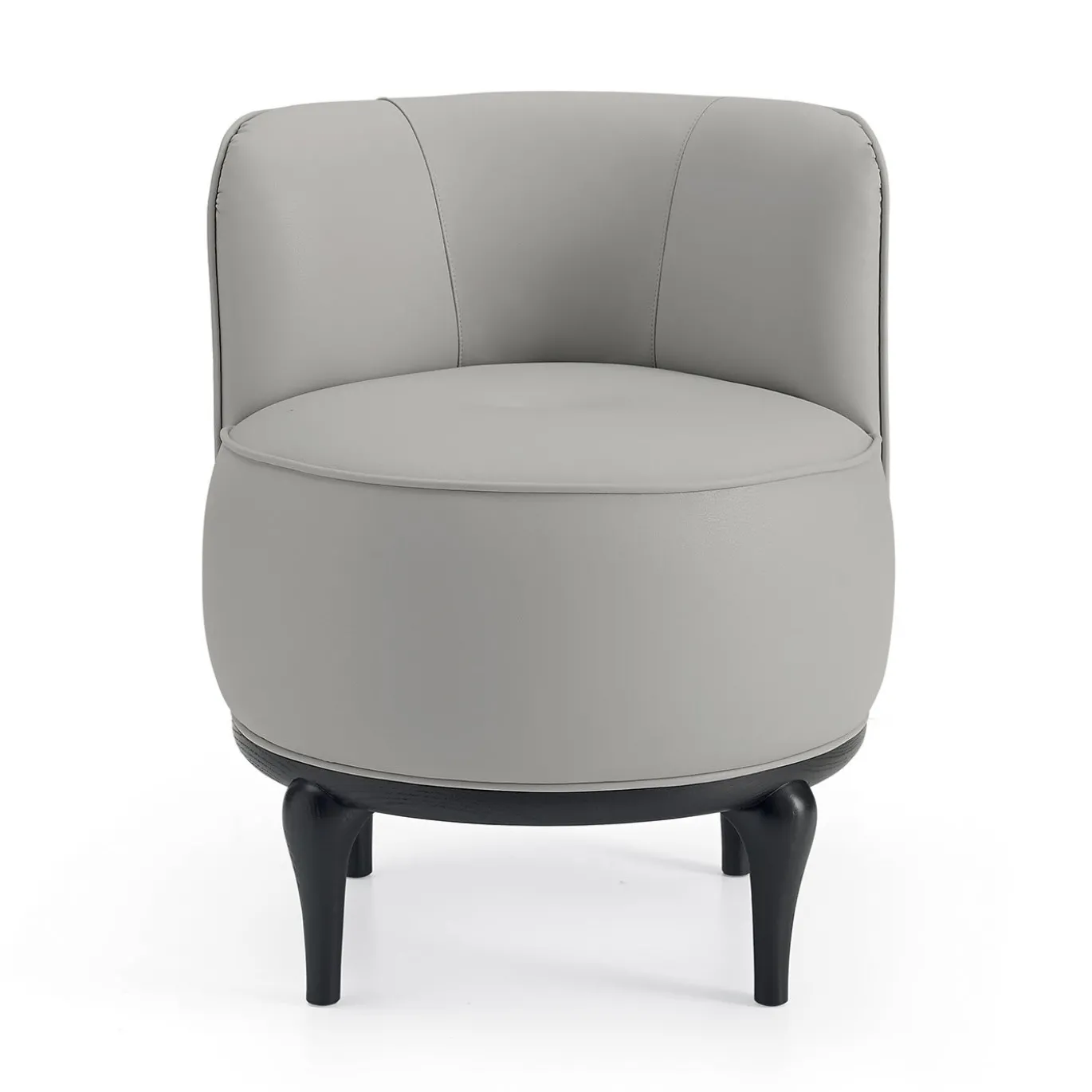 Poltrona-Pouf con Schienale in Pelle Bianca