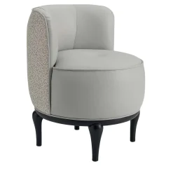 Poltrona-Pouf con Schienale in Pelle Bianca