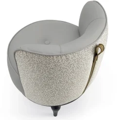 Poltrona-Pouf con Schienale in Pelle Bianca