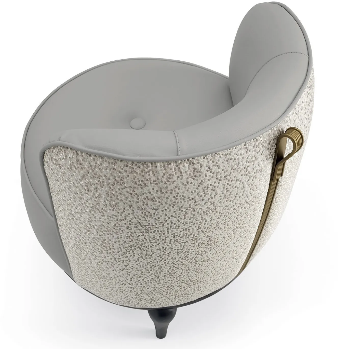 Poltrona-Pouf con Schienale in Pelle Bianca