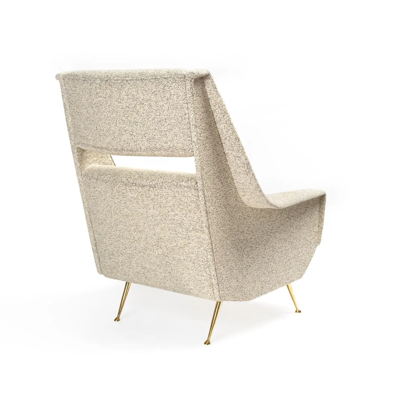 Poltrona Richard con gambe in ottone e rivestimento bianco