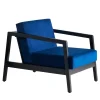 Poltrona Riva In Tessuto Blu E Legno Nero