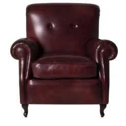 Poltrona Roma in pelle Crust rosso Cartier patinata a mano