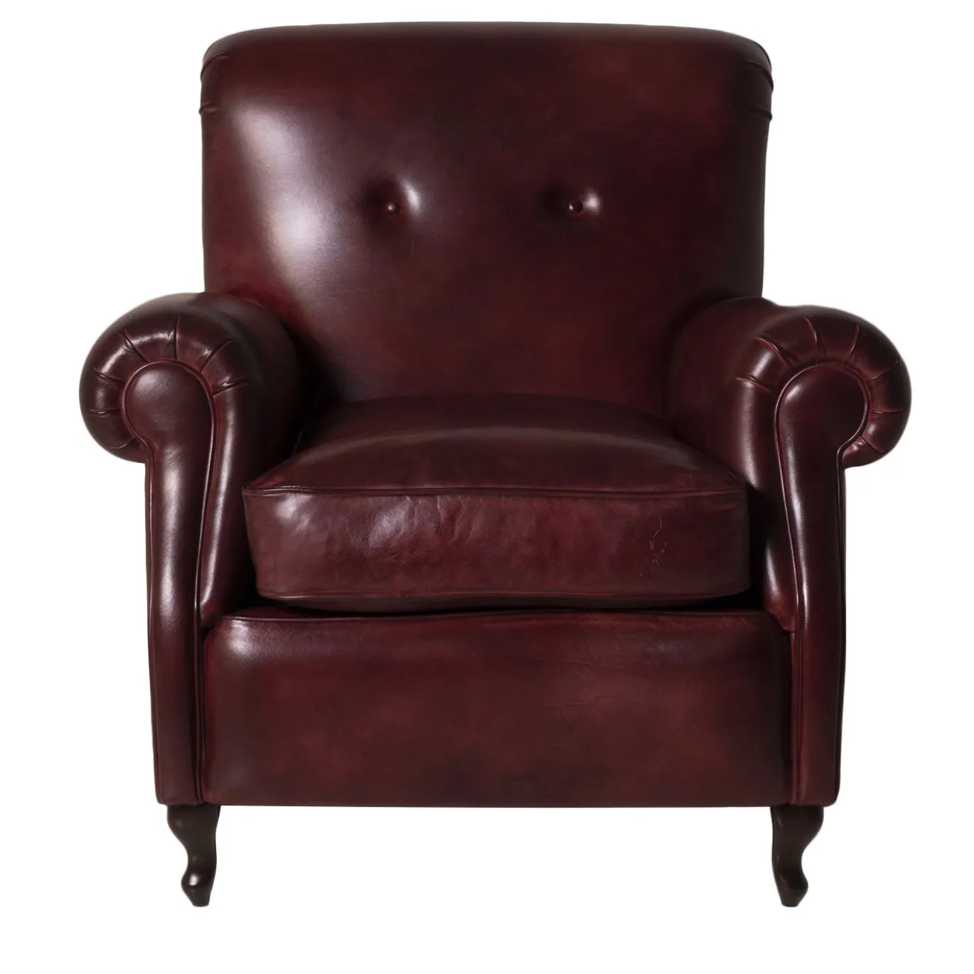 Poltrona Roma in pelle Crust rosso Cartier patinata a mano