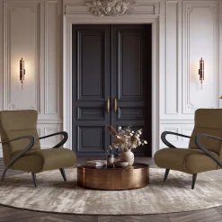 Poltrona Rossella marrone con struttura in legno laccato moka