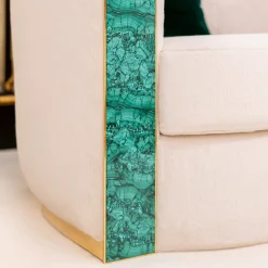 Poltrona rotonda Elsa Lux con Malachite e Oro