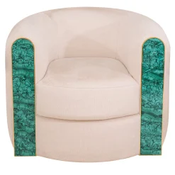 Poltrona rotonda Elsa Lux con Malachite e Oro