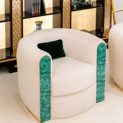 Poltrona rotonda Elsa Lux con Malachite e Oro