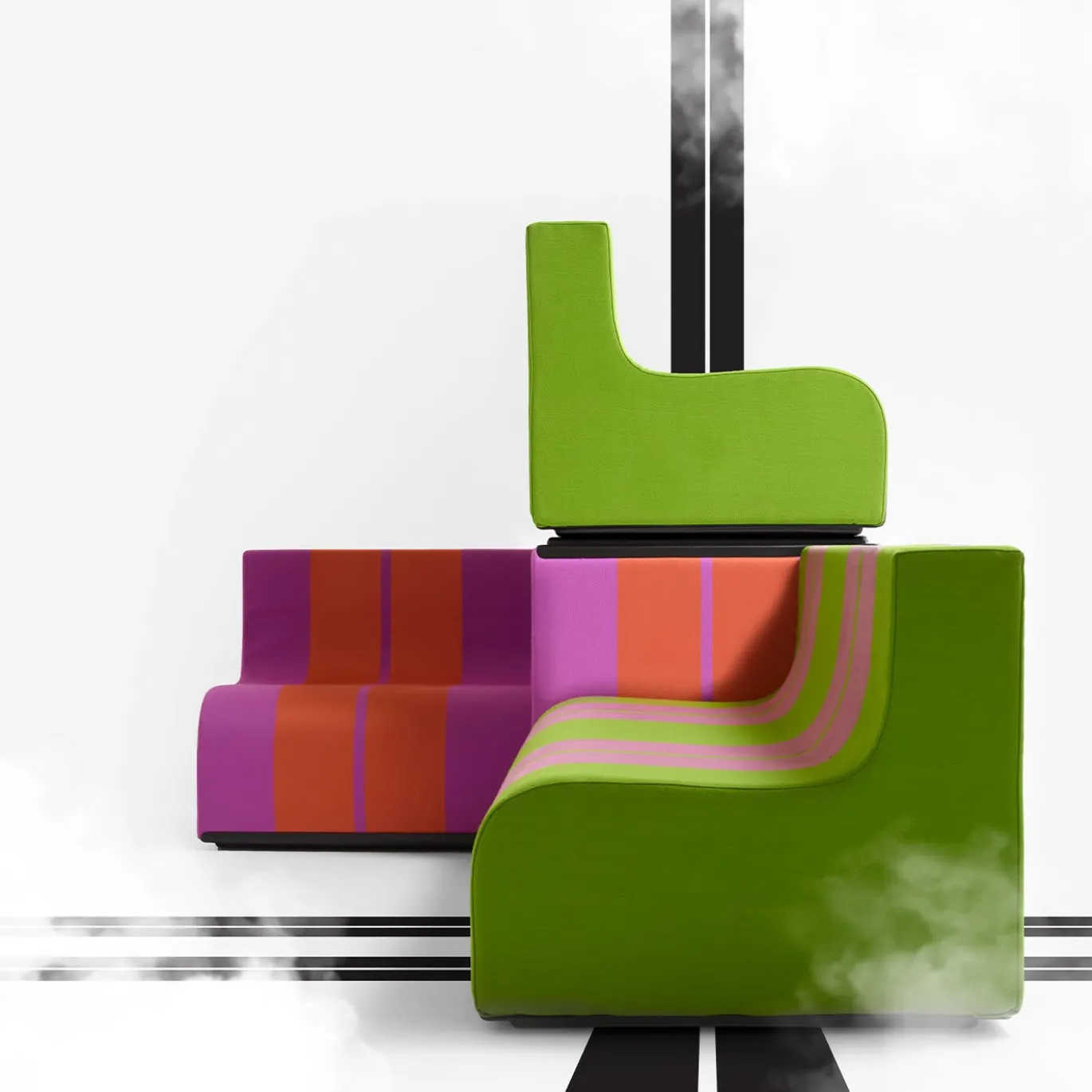 Poltrona Sofo verde e rosa