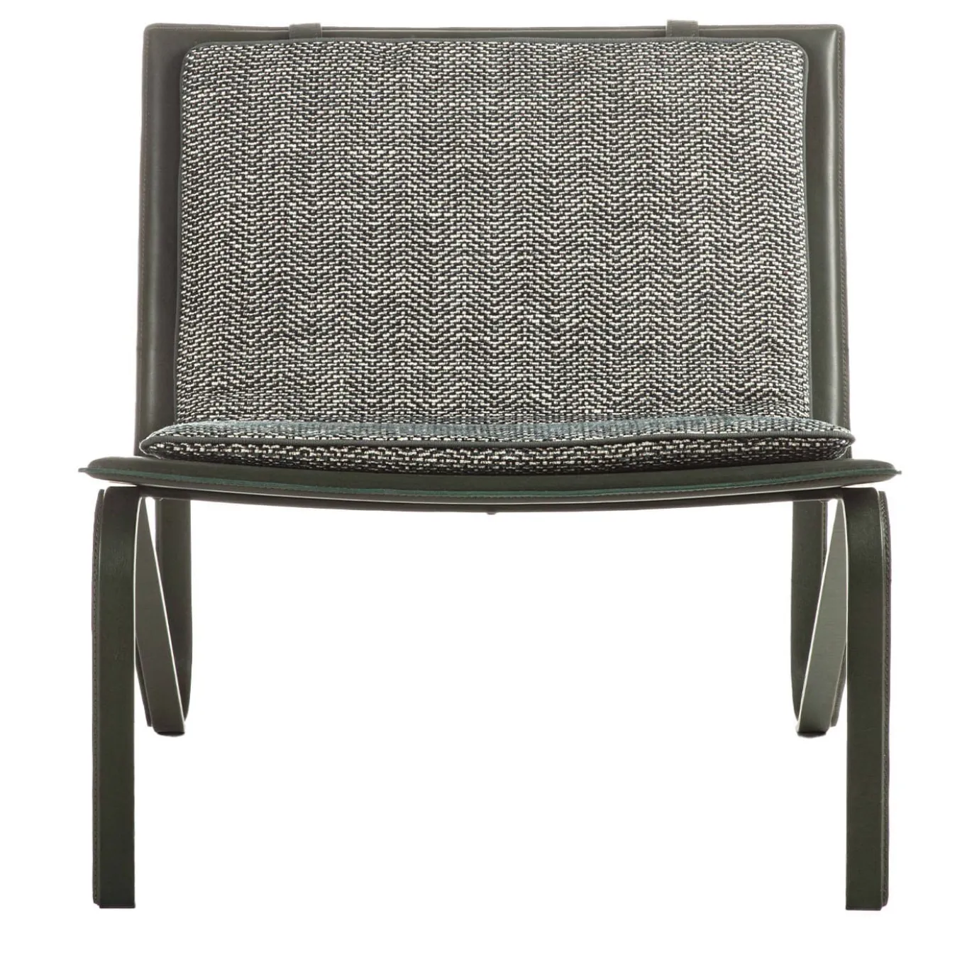 Poltrona Soft Thea in tessuto grigio e pelle nera