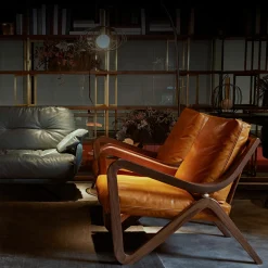 Poltrona Taylor Imbottita in Pelle Arancione