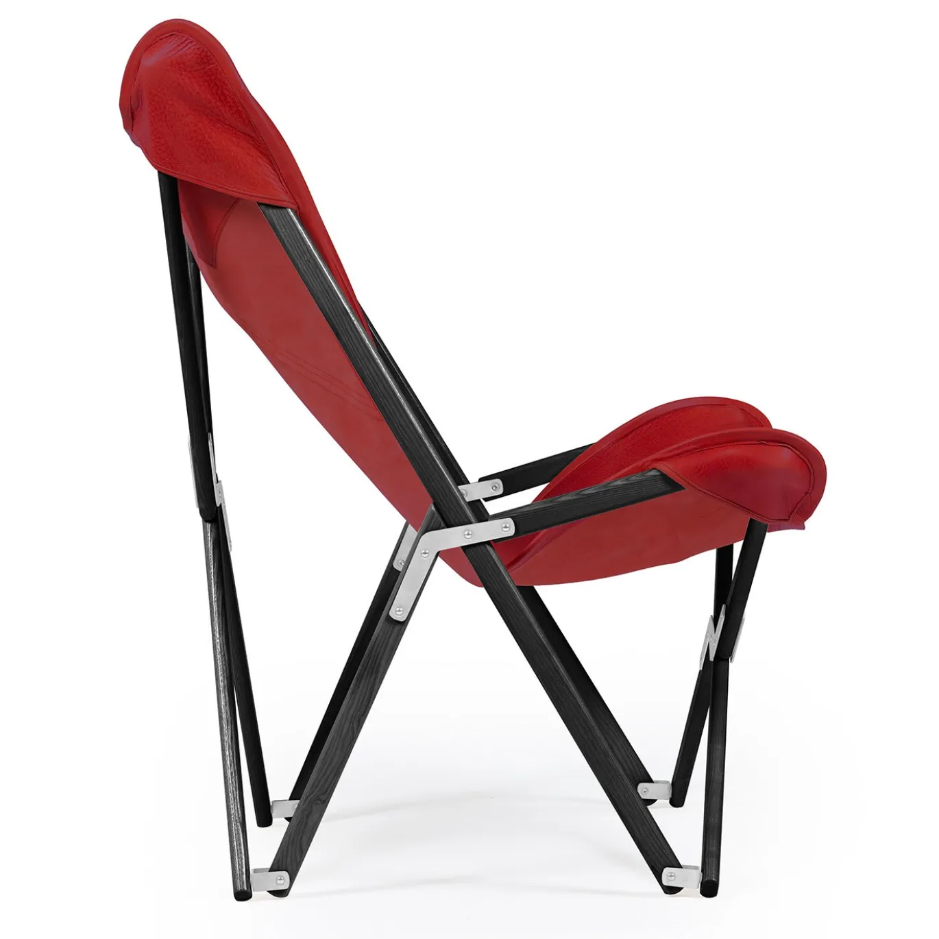 Poltrona Tripolina in pelle rossa