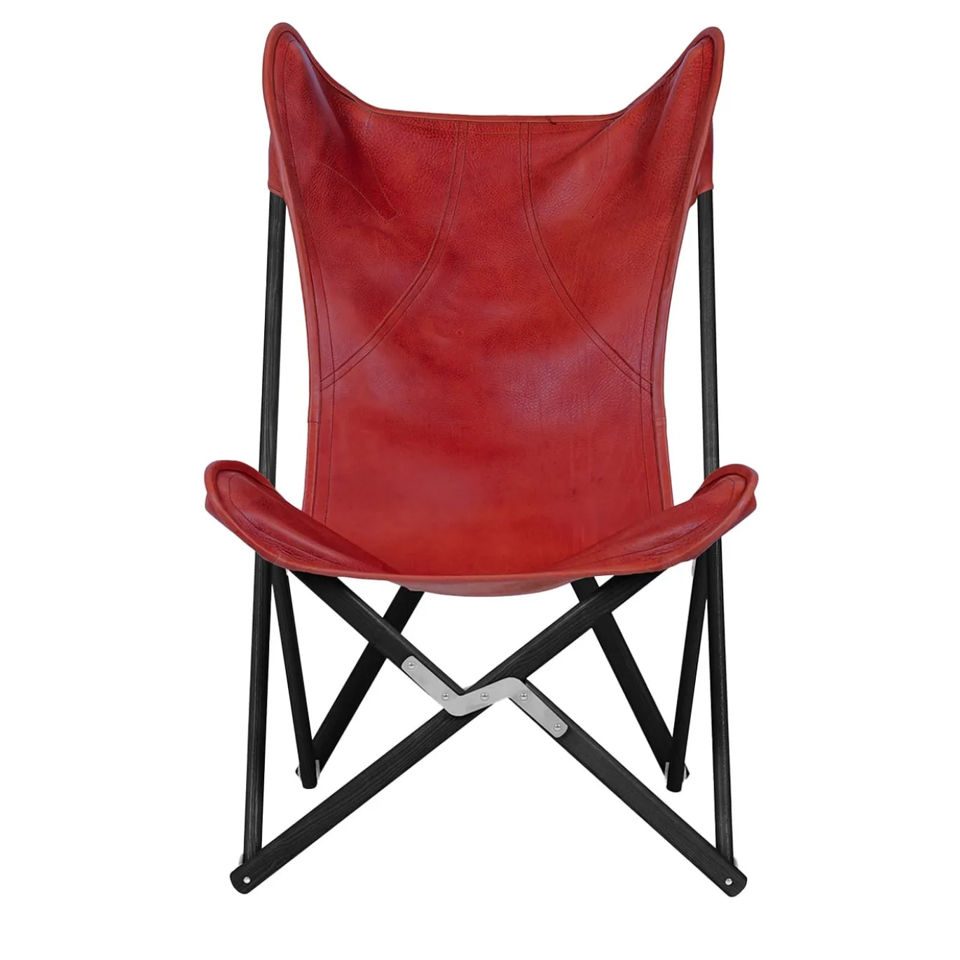 Poltrona Tripolina in pelle rossa