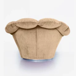 Poltrona Twelve Round in velluto beige caramello