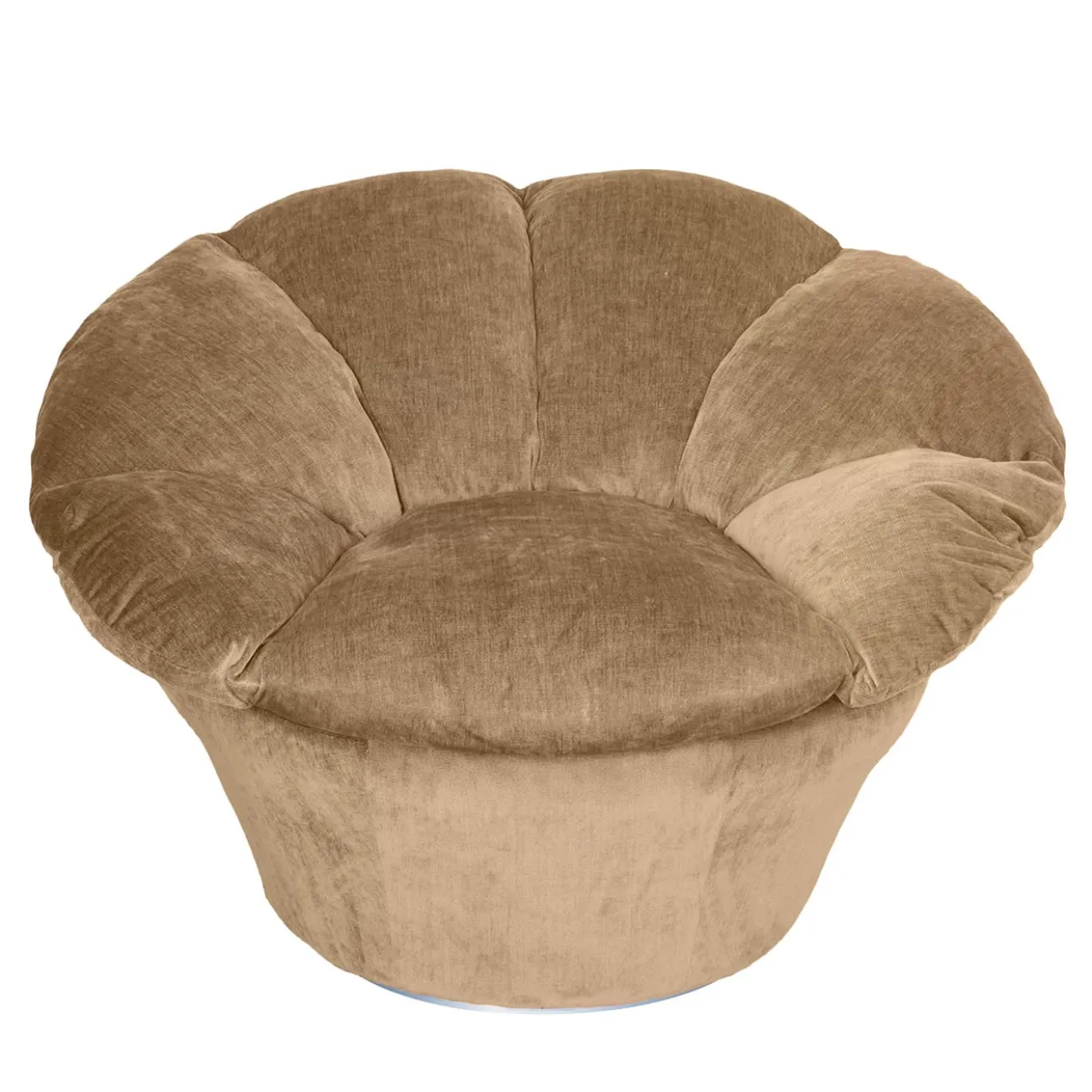 Poltrona Twelve Round in velluto beige caramello