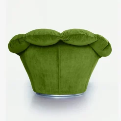Poltrona Twelve Round in velluto verde muschio