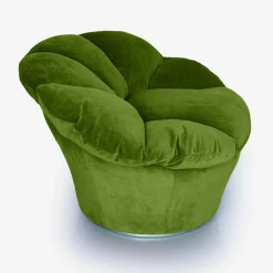 Poltrona Twelve Round in velluto verde muschio