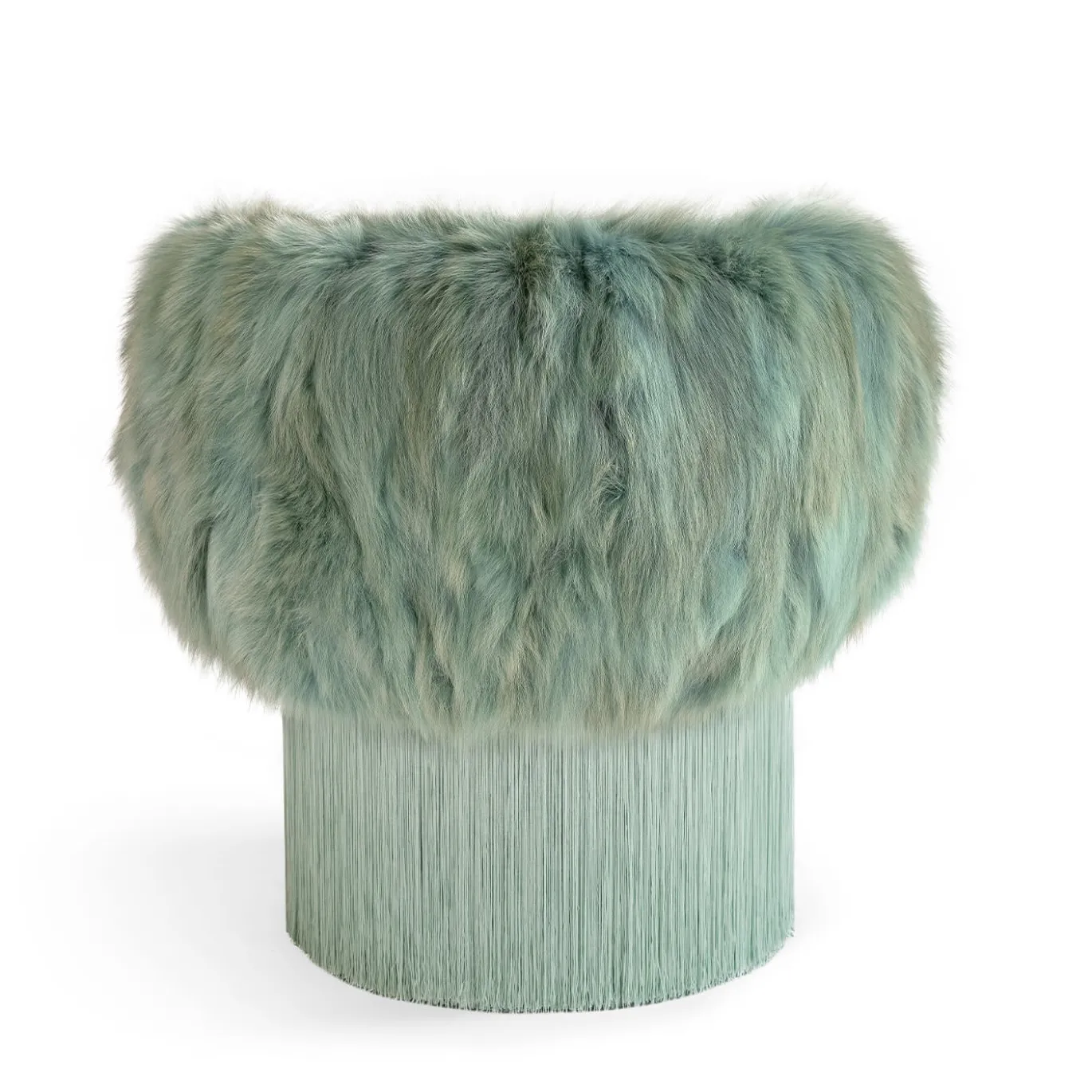 Poltrona Vanity in pelliccia di coyote verde Tiffany Pirouette