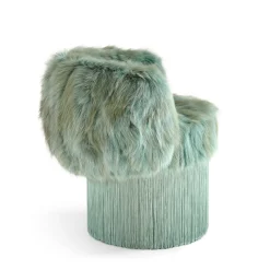 Poltrona Vanity in pelliccia di coyote verde Tiffany Pirouette