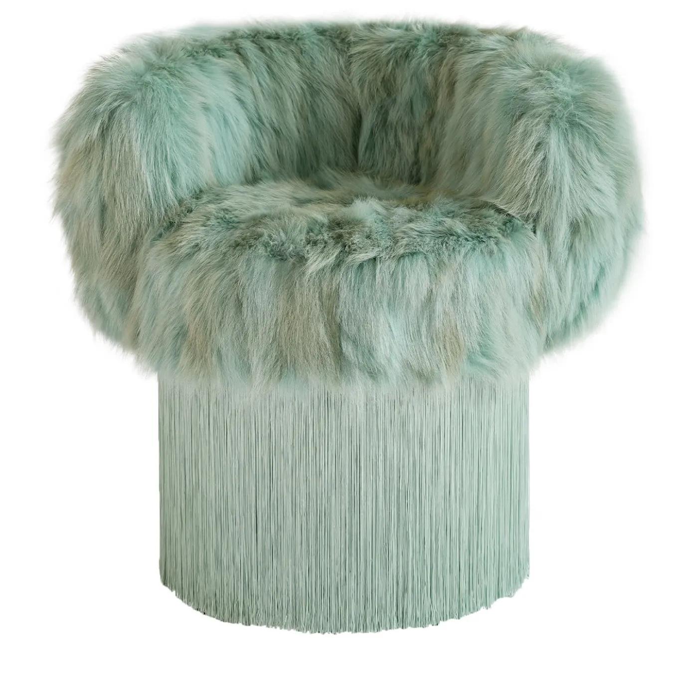 Poltrona Vanity in pelliccia di coyote verde Tiffany Pirouette