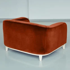 Poltrona Zeno Eco In Velluto Arancione E Marrone Di Brian Sironi