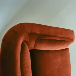Poltrona Zeno Eco In Velluto Arancione E Marrone Di Brian Sironi