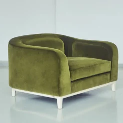 Poltrona Zeno Eco In Velluto Verde Oliva Di Brian Sironi