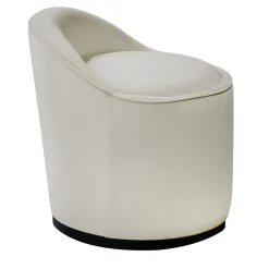 Poltroncina Elettra in velluto beige chiaro con base nera