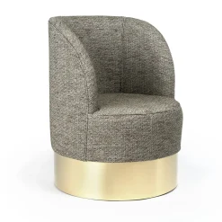 Poltroncina Grigia con Base in Ottone Rotonda Antonio