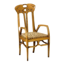 Poltroncina in Stile Liberty Italiano in Rovere di Eugenio Quarti