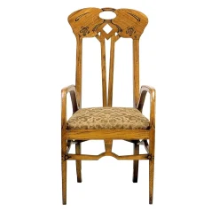 Poltroncina in Stile Liberty Italiano in Rovere di Eugenio Quarti