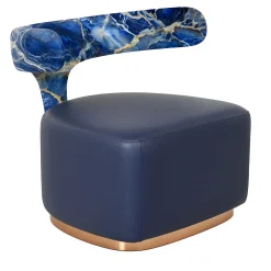Poltroncina Lounge Moby Dick in Marmo Sodalite Blu