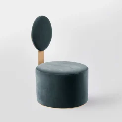 pop gray velvet and satin brass metal chair