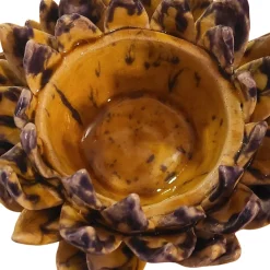 Portacandela per tea light Cynara a forma di carciofo in ceramica smaltata