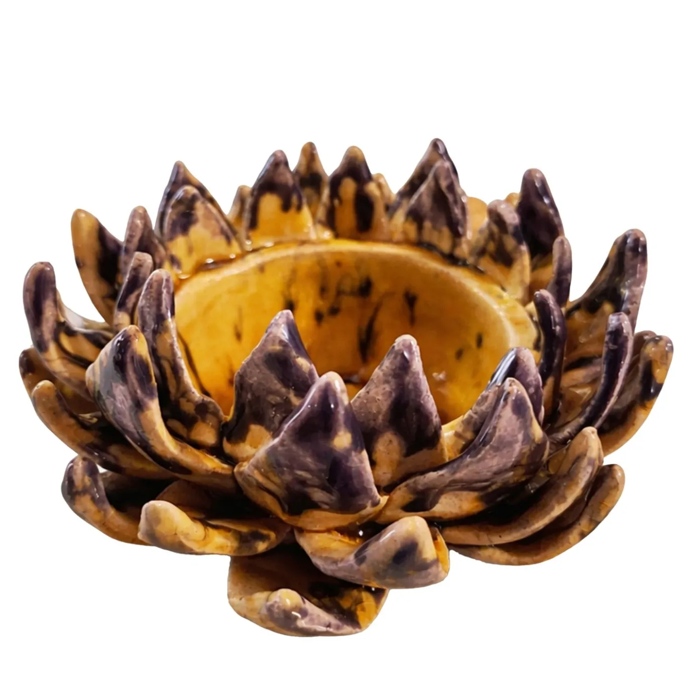 Portacandela per tea light Cynara a forma di carciofo in ceramica smaltata