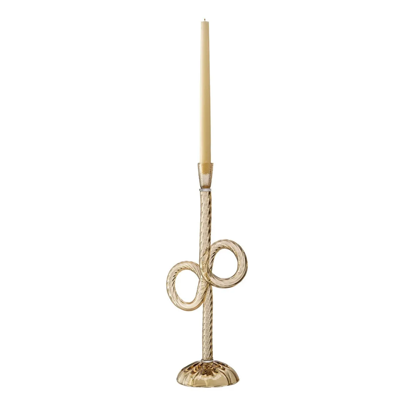 Portacandela Venetian Double Knot in vetro di Murano beige