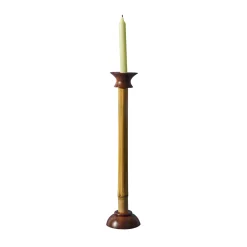 Portacandele Bamboo Piccolo naturale con Dettagli in noce