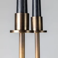 Portacandele doppio Gemini in ottone bronzato