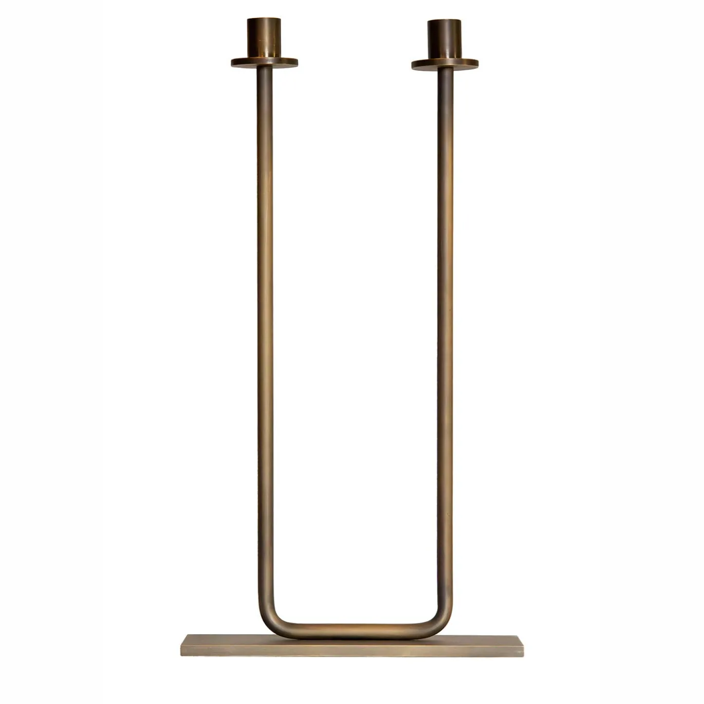 Portacandele doppio Gemini in ottone bronzato