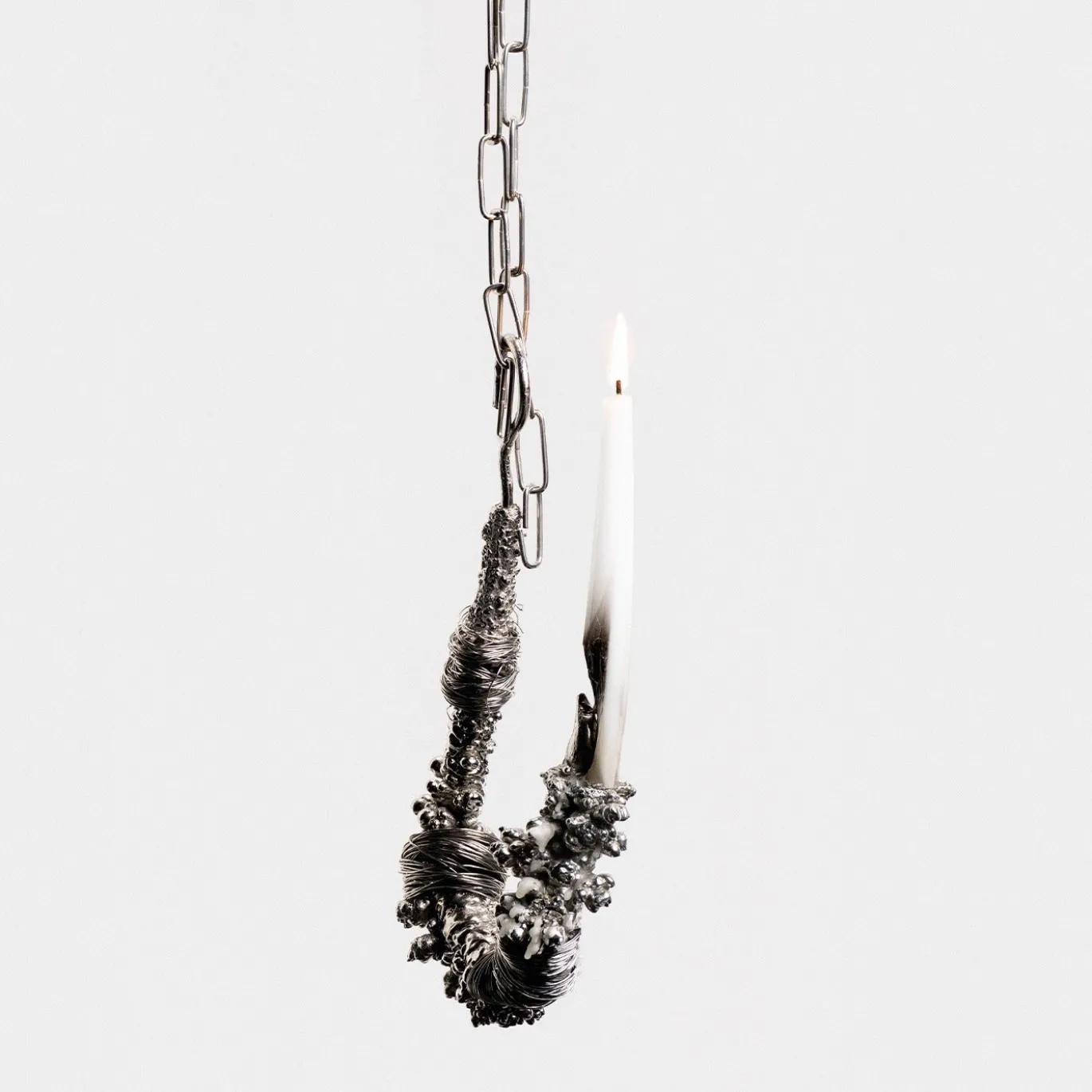 Portacandele Fisherman Hook in metallo argentato