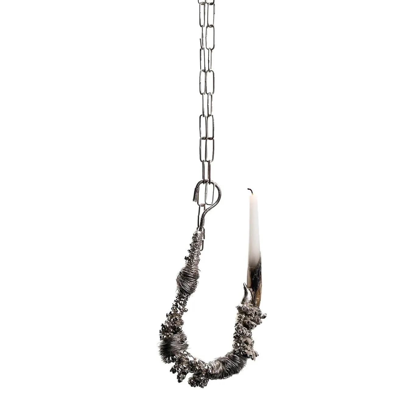 Portacandele Fisherman Hook in metallo argentato