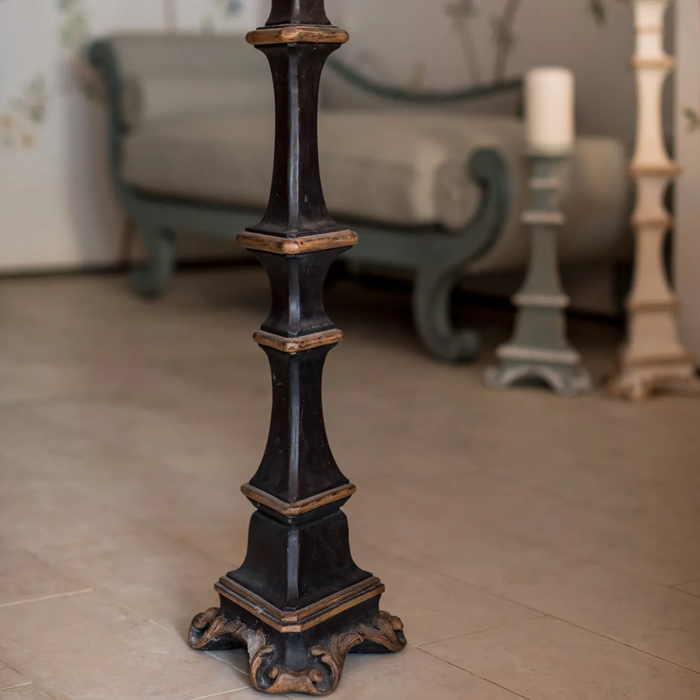 Portacandele Gubbio in legno nero