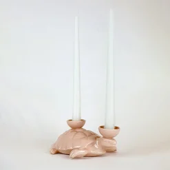 Portacandele in Ceramica Fiamme Bestiali Tartaruga Rosa