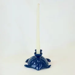Portacandele in Ceramica Fiamme Bestiali Tartaruga Blu