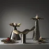 Portacandele in Ottone a Fiore Begonia di Debonademeo