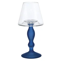 Portacandele in vetro blu Candel
