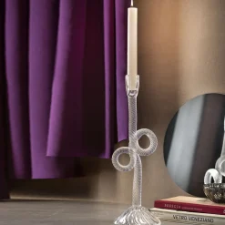 Portacandele in vetro di Murano Venetian Double Knot trasparente