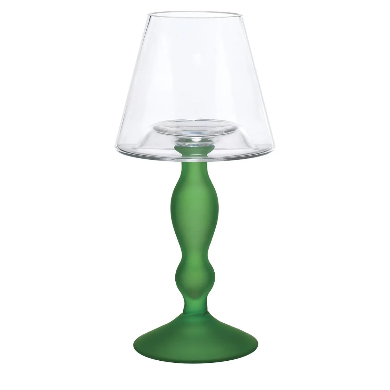 Portacandele in vetro verde Candel